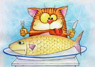 小猫吃鱼看图写话图片