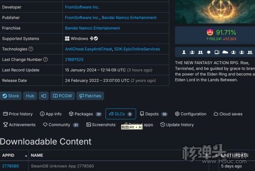 《艾尔登法环》SteamDB有更新DLC或很快上线